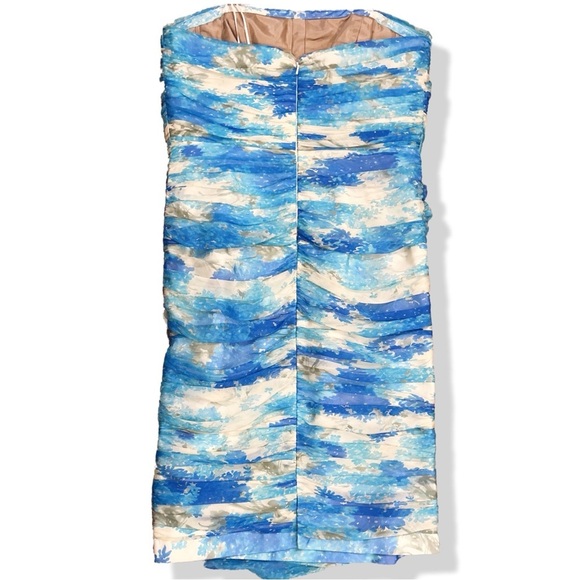 NWT Carmen Marc Valvo Silk Formal Mini Dress Sleeveless Beaded Applique Size 12 - Picture 3 of 12